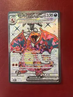 Pokemon TCG Obsidian Flames Charizard EX 215/197 Secret Illustrative Rare Card - Image 1