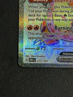 Pokemon TCG Charizard EX Holo Card 215/197 Obsidian Flames Series - Image 5