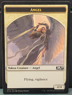 Angel Creature Token 001/017 Core Set 2019 M19 Card Game Flying Vigilance LP - Image 1