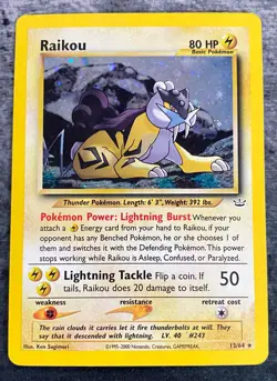Raikou 13/64 Neo Revelation Holo Rare WOTC Pokemon Card - Lightly Played - Image 1