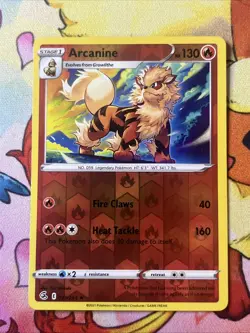 Arcanine 33/264 SWSH Fusion Strike REVERSE HOLO RARE card 2021 Pokemon VLP - Image 1