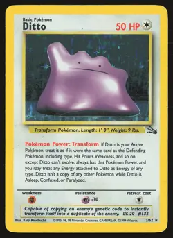 Fossil Ditto (3) #03/62 Holo Rare Pokemon Card - Image 1