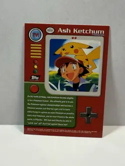 Ash Ketchum TV1 Pokemon Character Card Topps Series 1 / 1999 TV Animation Ed - Image 2