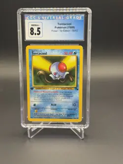 CGC MINT+ 8.5 Pokemon Tentacool 56/62 1999 Fossil 1st Edition - Image 1
