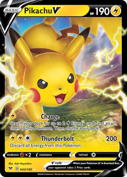 Pikachu V 043/185 Holo V Rare Vivid Voltage Pokemon Near Mint - Image 1