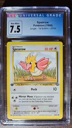 Pokemon 1st Edition Spearow Jungle 62/64 Graded CGC 7.5 - Image 1