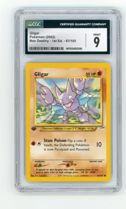 Gligar Pokemon (2002) Neo Destiny 1st Edition #67/105 CGC 9 MINT - Image 1