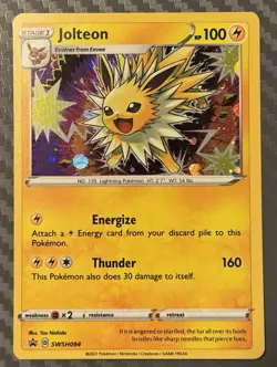 Pokemon TCG Sword & Shield Jolteon SWSH094 Promo Holo w/ Swirl - Image 1