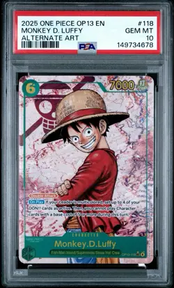 4 PCS 2025 ONE PIECE OP13-CARRYING ON HIS WILL 118 MONKEY D. LUFFY PSA 10 - Image 3