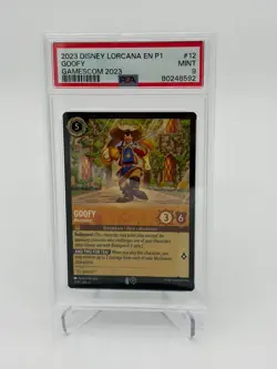 2023 DISNEY LORCANA EN P1-PROMO 12 GOOFY GAMESCOM 2023 PSA 9 Mint - Image 1