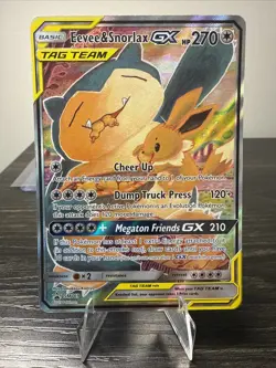 Eevee & Snorlax GX Tag Team Holo Full Art Promo Card Sun & Moon SM169 - Image 2