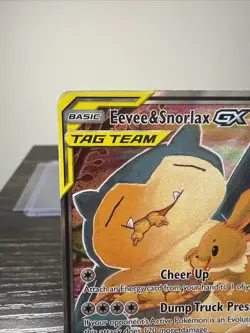 Eevee & Snorlax GX Tag Team Holo Full Art Promo Card Sun & Moon SM169 - Image 3