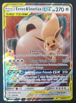 Pokemon Card - Eevee & Snorlax GX Team Up 120/181 Holo Rare GX 2019 - Image 1