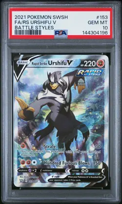 2021 POKEMON SWORD & SHIELD BATTLE STYLES FULL ART/RAPID STRIKE URSHIFU V PSA 10 - Image 1