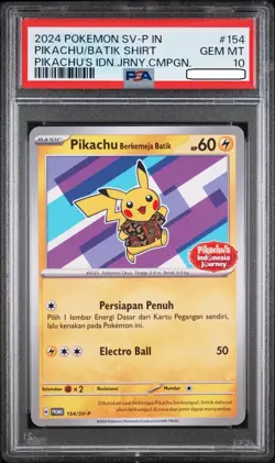 PSA 10 Pikachu Batik Shirt 154/SV-P Pikachu's Indonesian Journey Promo Pokemon - Image 1