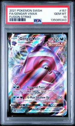 2021 Pokemon SWSH Gengar VMAX Full Art #157 psa 10 Fusion Strike - Image 1