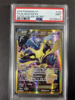 2016 POKEMON XY FATES COLLIDE SECRET #125 FULL ART/ALAKAZAM EX PSA 9 - Image 1