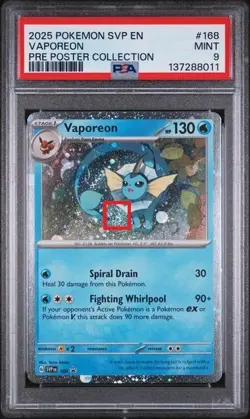 *1 Swirl* PSA 9 - 2025 POKEMON PRE POSTER COLLECTION VAPOREON #168 - BSP - Image 1