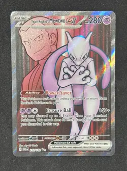 Pokemon TCG Destined Rivals Team Rocket's Mewtwo EX Full Art Card 213/182 - Image 1
