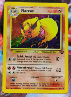 Pokemon 1999 Flareon 3/64 Jungle Holo Rare LP VTG WOTC - Image 1
