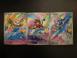 Pokemon First Partners Illustration Collection MEP Gen 7 Rowlet Litten Popplio - Image 1