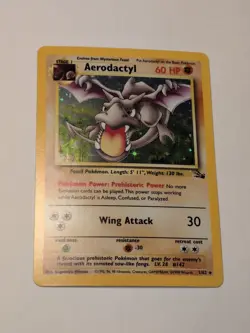 Smudge Error Pokemon 1999 WOTC Fossil Holo Rare Aerodactyl 1/62 LP - Image 1