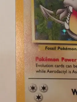 Smudge Error Pokemon 1999 WOTC Fossil Holo Rare Aerodactyl 1/62 LP - Image 3