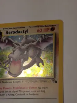 Smudge Error Pokemon 1999 WOTC Fossil Holo Rare Aerodactyl 1/62 LP - Image 5