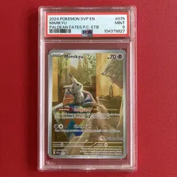 PSA 9 - Mimikyu Paldean Fates - Pokemon Center Stamp Promo SVP 075 PC ETB - Image 1
