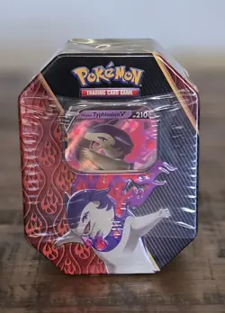 Pokemon TCG Divergent Powers - Hisuian Typhlosion V Tin **SEALED** (minor dent) - Image 5