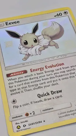 Eevee SHINY HOLO Rare #SV41/SV94 - HIDDEN FATES Pokemon TCG 2019 - Image 3