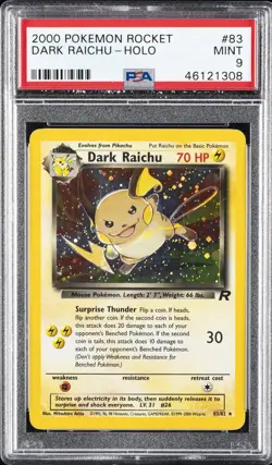 2000 POKEMON ROCKET #83 DARK RAICHU-HOLO PSA 9 - Image 1