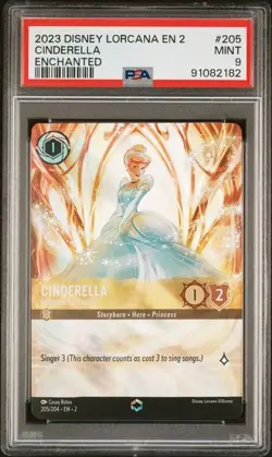 Disney Lorcana Cinderella Ballroom Sensation Floodborn Enchanted #205 PSA 9 - Image 1