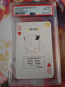1996 Pokemon Clefairy 9 of Hearts Red Charizard Playing Card PSA 10 Gem Mint 35B - Image 1