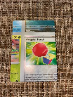Pokemon Card - Error Miscut NFC Vengeful Punch Obsidian Flames 197/197 Holo - Image 1