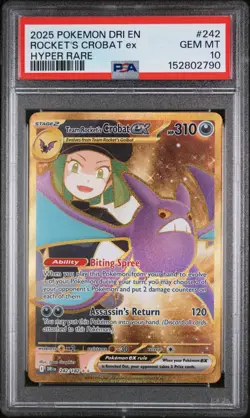 Pokemon Team Rocket's Crobat EX 242/182 Destined Rivals Hyper Rare Holo PSA 10 - Image 1