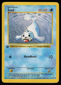 SEEL 41/102 UNCOMMON BASE SET SHADOWLESS POKEMON 1ST EDITION LP - Image 1