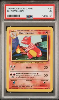1999 Pokemon Charmeleon #24 PSA7 and 1999 Pokemon Charmander #46 PSA7 - Image 1
