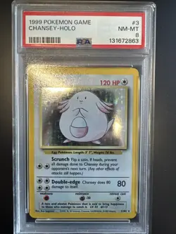 Chansey 1999 Pokemon Base 3/102 Holo PSA 8 - Image 1