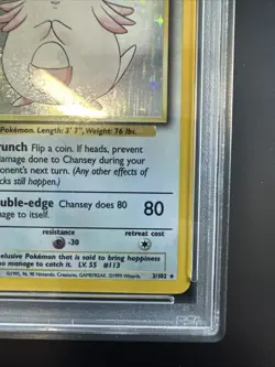 Chansey 1999 Pokemon Base 3/102 Holo PSA 8 - Image 5