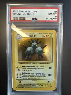 Pokemon Magneton Base Set Unlimited Holo 009/102 PSA 8 - Image 1