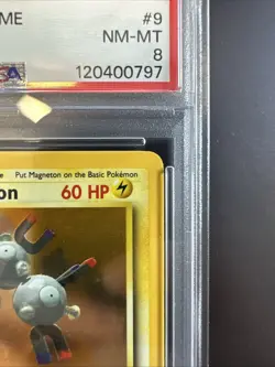 Pokemon Magneton Base Set Unlimited Holo 009/102 PSA 8 - Image 3