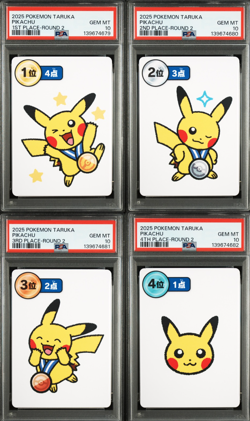 PSA 10 2025 Pokemon Taruka Pikachu Round 2 1st 2nd 3rd 4th Place Sequential SET - Image 1