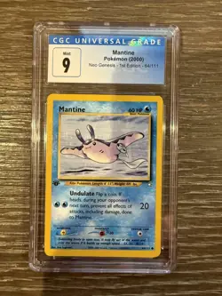 2000 Pokemon Neo Genesis Mantine 1st Edition #64/111 CGC 9 - Image 1