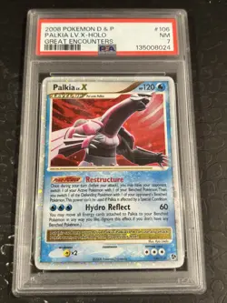 2008 POKEMON DIAMOND & PEARL GREAT ENCOUNTERS #106 PALKIA LV.X-HOLO PSA 7 - Image 1