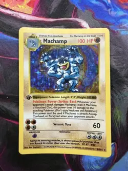 Pokemon MACHAMP 1st Edition HOLO and SHADOWLESS 8/102 RARE Vintage 1999 - Image 1