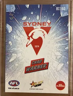 2026 AFL SELECT FOOTY STARS BOOOM TRADING CARD CHAD WARNER SYDNEY SWANS 144/510 - Image 2