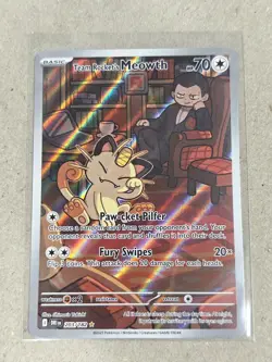 Team Rocket's Meowth 203/182 Pokemon TCG Destined Rivals Illustration Rare - Image 1