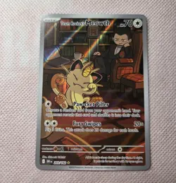 Team Rocket's Meowth 203/182 ILLUSTRATION RARE Destined Rivals Pokemon TCG - Image 1