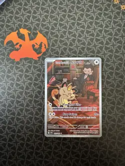 Team Rocket's Meowth 203/182 ILLUSTRATION RARE Destined Rivals Pokemon TCG MINT - Image 1